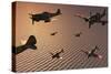 A Squadron of Japanese Nakajima Torpedo Bombers in Flight-null-Stretched Canvas