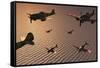 A Squadron of Japanese Nakajima Torpedo Bombers in Flight-null-Framed Stretched Canvas