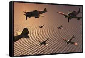 A Squadron of Japanese Nakajima Torpedo Bombers in Flight-null-Framed Stretched Canvas