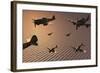 A Squadron of Japanese Nakajima Torpedo Bombers in Flight-null-Framed Art Print