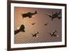 A Squadron of Japanese Nakajima Torpedo Bombers in Flight-null-Framed Art Print