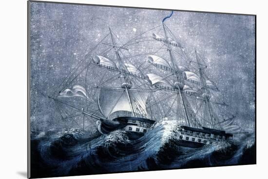 A Squall Off Cape Horn-Currier & Ives-Mounted Giclee Print