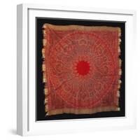A Square Rumal Shawl Woven a Large Circular Field with Red Centre-null-Framed Giclee Print