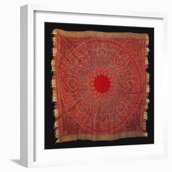 A Square Rumal Shawl Woven a Large Circular Field with Red Centre-null-Framed Giclee Print