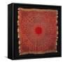 A Square Rumal Shawl Woven a Large Circular Field with Red Centre-null-Framed Stretched Canvas