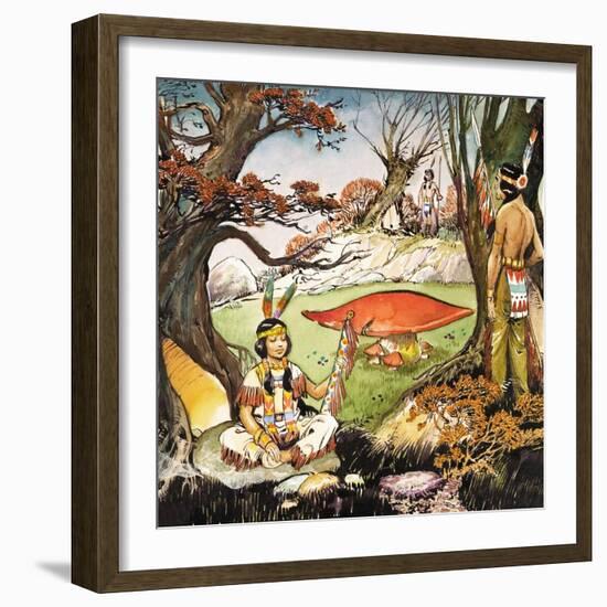 A Squaw and Braves, Illustration from 'Peter Pan' by J.M. Barrie-Nadir Quinto-Framed Giclee Print