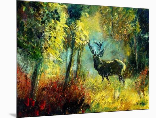 A Stag in the Wood-Pol Ledent-Mounted Art Print