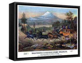 A Stagecoach Journey, USA, 19th Century-Britton & Rey-Framed Stretched Canvas