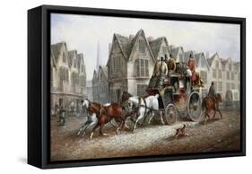 A Stagecoach Settting Out-John Charles Maggs-Framed Stretched Canvas