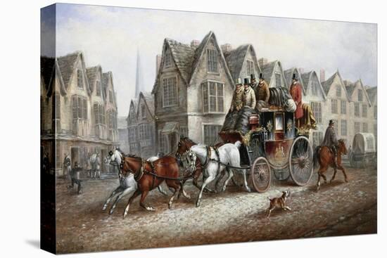 A Stagecoach Settting Out-John Charles Maggs-Stretched Canvas