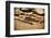 A Stained Brush, Colored Pencils of Different Colors, a Pair of Eyeglasses and an Old Clock on a Ta-nito-Framed Photographic Print