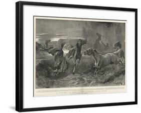 A Stampede, an Early Morning Surprise Attack Spoilt-John Charlton-Framed Giclee Print