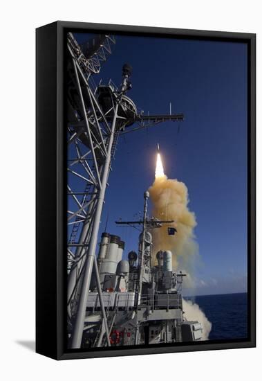 A Standard Missile-3 Is Launched from USS Lake Erie-null-Framed Stretched Canvas