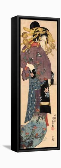 A Standing Bijin, Ca 1820-Utagawa Kunisada-Framed Stretched Canvas
