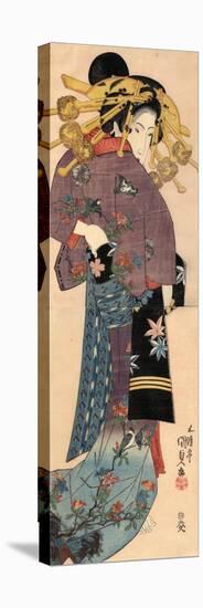 A Standing Bijin, Ca 1820-Utagawa Kunisada-Stretched Canvas