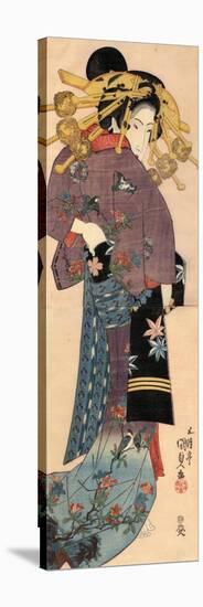 A Standing Bijin, Ca 1820-Utagawa Kunisada-Stretched Canvas