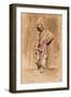 A Standing Moroccan Man, 1877 (W/C & Ink on Paper)-Salvador Sanchez Barbudo-Framed Giclee Print