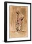 A Standing Moroccan Man, 1877 (W/C & Ink on Paper)-Salvador Sanchez Barbudo-Framed Giclee Print