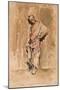 A Standing Moroccan Man, 1877 (W/C & Ink on Paper)-Salvador Sanchez Barbudo-Mounted Giclee Print