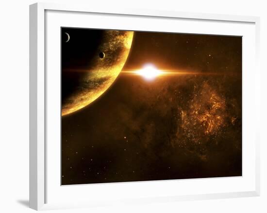 A Star Going Critical Illuminates a Nearby Planet and Nebula-Stocktrek Images-Framed Photographic Print