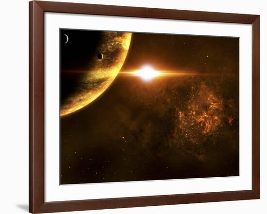 A Star Going Critical Illuminates a Nearby Planet and Nebula-Stocktrek Images-Framed Photographic Print