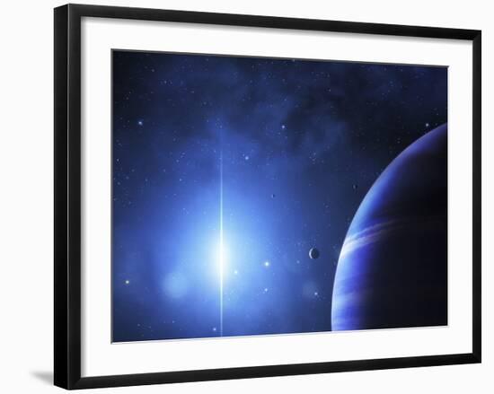 A Star Provides a Cool Glow on a Nearby Gas Giant-Stocktrek Images-Framed Photographic Print