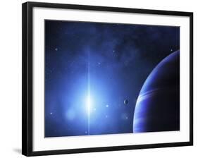 A Star Provides a Cool Glow on a Nearby Gas Giant-Stocktrek Images-Framed Photographic Print