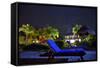 A Starry Night View of a Deck Chair and a Villa at Villas Flamingos Hotel on Holbox Island, Mexico-Karine Aigner-Framed Stretched Canvas