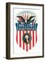 A stars-and-stripes shield with a bust portrait of George Washington.-Vernon Lewis Gallery-Framed Art Print