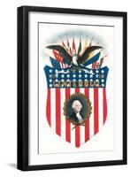 A stars-and-stripes shield with a bust portrait of George Washington.-Vernon Lewis Gallery-Framed Art Print