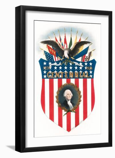 A stars-and-stripes shield with a bust portrait of George Washington.-Vernon Lewis Gallery-Framed Art Print