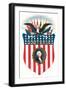 A stars-and-stripes shield with a bust portrait of George Washington.-Vernon Lewis Gallery-Framed Art Print