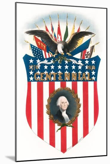 A stars-and-stripes shield with a bust portrait of George Washington.-Vernon Lewis Gallery-Mounted Art Print