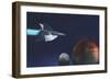 A Starship from Earth Travels to a Red Planet-null-Framed Premium Giclee Print