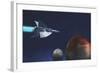 A Starship from Earth Travels to a Red Planet-null-Framed Art Print