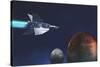 A Starship from Earth Travels to a Red Planet-null-Stretched Canvas