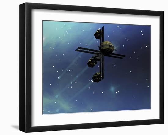 A Starship from Earth with Ion Drive Propulsion Explores the Cosmos-null-Framed Art Print