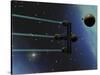 A Starship from Earth with Ion Drive Propulsion Explores the Cosmos-null-Stretched Canvas