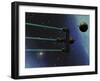 A Starship from Earth with Ion Drive Propulsion Explores the Cosmos-null-Framed Art Print