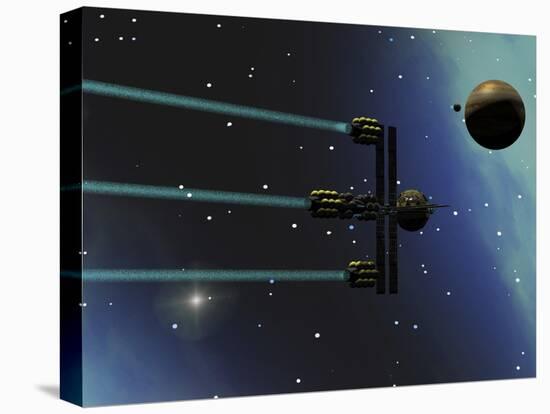 A Starship from Earth with Ion Drive Propulsion Explores the Cosmos-null-Stretched Canvas