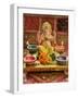 A Statue of a Mythological Elephant God -Ganesha, Surrounded by Traditional Divali Lamps-satel-Framed Photographic Print