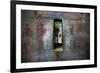 A Statue Through a Window in a Bas Relief Covered Wall in the Tomb of Ti-Alex Saberi-Framed Photographic Print