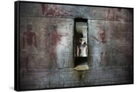 A Statue Through a Window in a Bas Relief Covered Wall in the Tomb of Ti-Alex Saberi-Framed Stretched Canvas