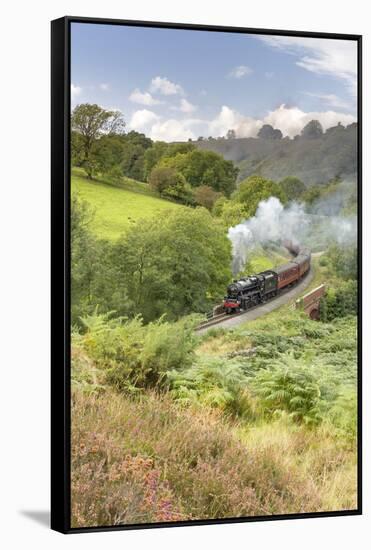 A steam locomotive approaching Goathland from Grosmont in September 2016, North Yorkshire, England-John Potter-Framed Stretched Canvas