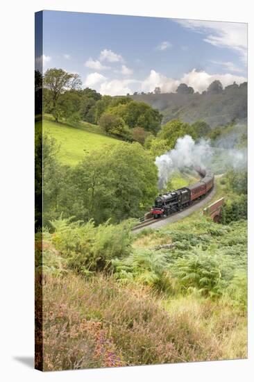 A steam locomotive approaching Goathland from Grosmont in September 2016, North Yorkshire, England-John Potter-Stretched Canvas