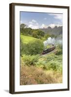 A steam locomotive approaching Goathland from Grosmont in September 2016, North Yorkshire, England-John Potter-Framed Photographic Print