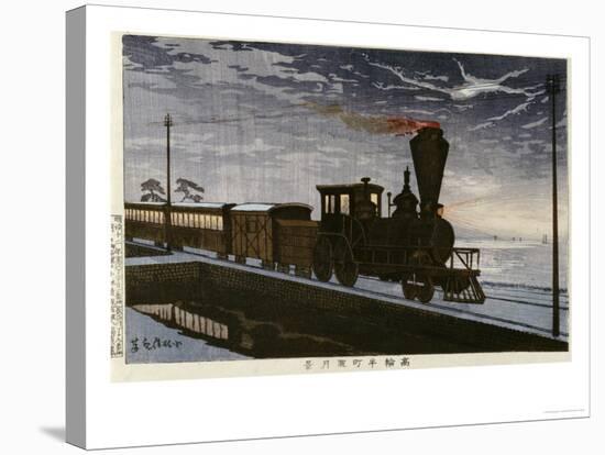 A Steam Locomotive in Hazy Moonlight-Kobayashi Kiyochika-Stretched Canvas