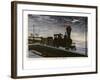 A Steam Locomotive in Hazy Moonlight-Kobayashi Kiyochika-Framed Premium Giclee Print