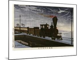 A Steam Locomotive in Hazy Moonlight-Kobayashi Kiyochika-Mounted Premium Giclee Print