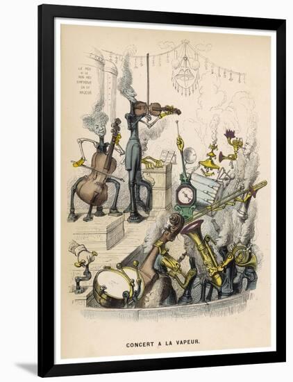 A Steam Orchestra With, Drums, Cello, Violin, French Horn and Trombone-null-Framed Art Print